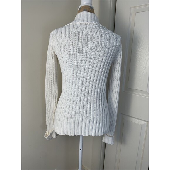 Style & Co. Women Chunky Knit Fisherman Rory Gilmore Cream Cardigan Sweater S - Picture 3 of 12